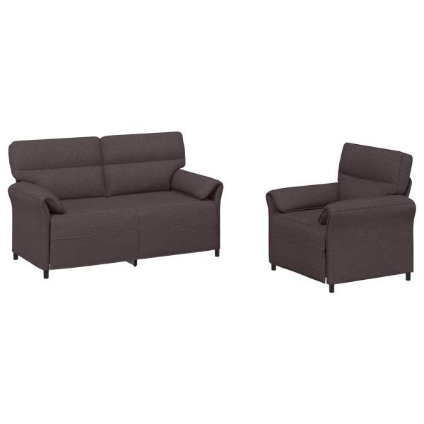Sofa Set 2 stk. Dunkelbraun Stoff