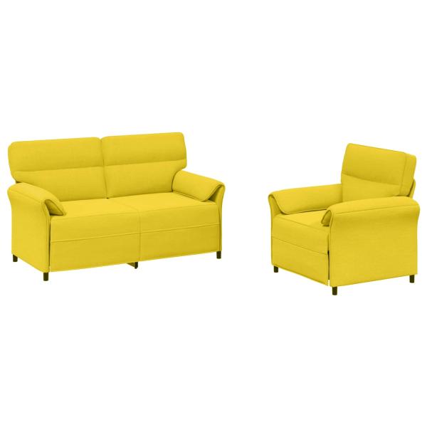 Sofa Set 2 stk. Helles Gelb Stoff