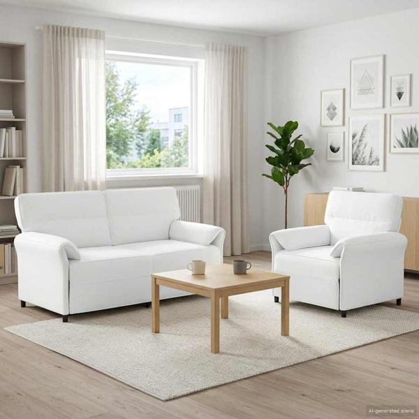 ARDEBO.de - Sofa Set 2 stk. Weiß Stoff