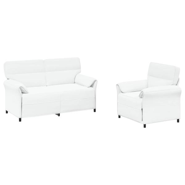Sofa Set 2 stk. Weiß Stoff
