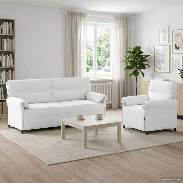 ARDEBO.de - Sofa Set 2 stk. Weiß Stoff