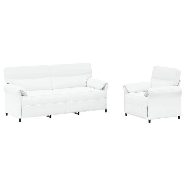 Sofa Set 2 stk. Weiß Stoff