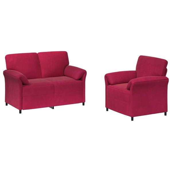 Sofa Set 2 stk. Weinrot Samt