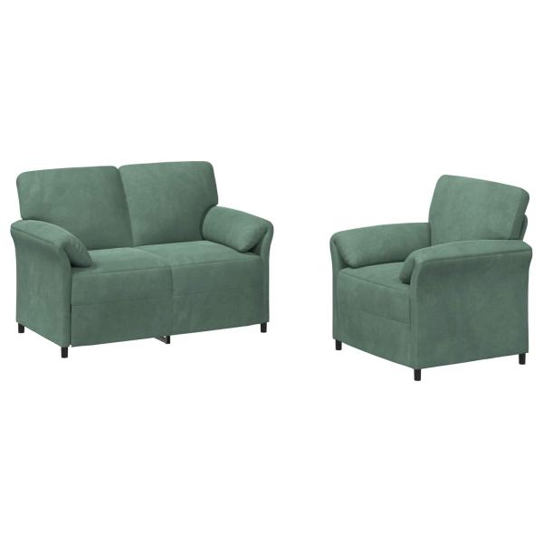 Sofa Set 2 stk. Meergrün Samt