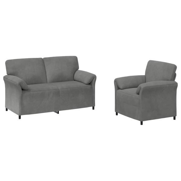 Sofa Set 2 stk. Dunkelgrau Samt
