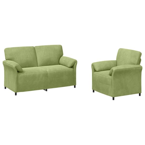 Sofa Set 2 stk. Hellgrün Samt