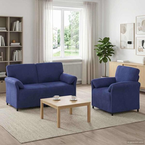 ARDEBO.de - Sofa Set 2 stk. Polizeiblau Samt