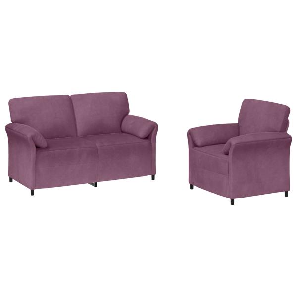 Sofa Set 2 stk. Lila Samt