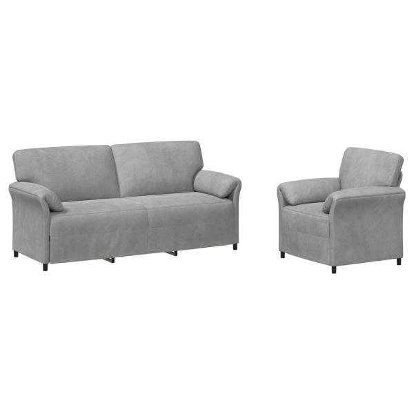 Sofa Set 2 stk. Hellgrau Samt