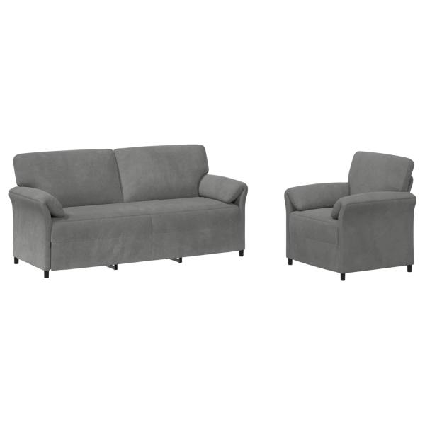 Sofa Set 2 stk. Dunkelgrau Samt