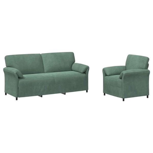 Sofa Set 2 stk. Meergrün Samt