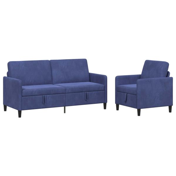 Sofa Set mit Stauraum 2 stk. Polizeiblau Polyester