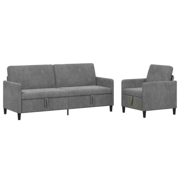Sofa Set mit Stauraum 2 stk. Dunkelgrau Polyester