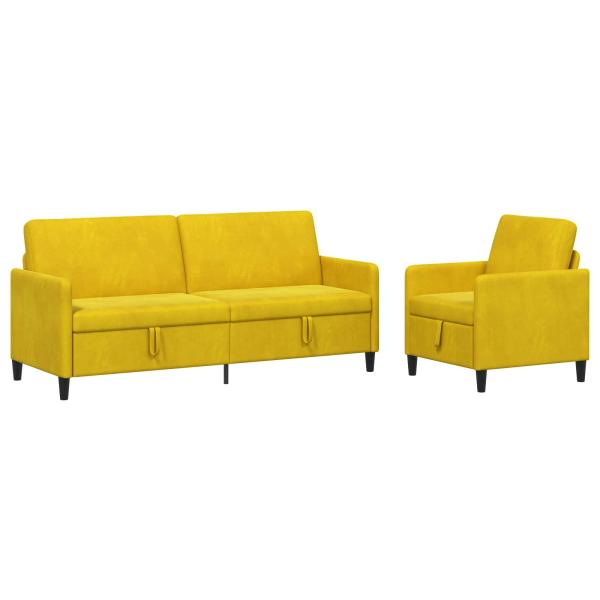 Sofa Set mit Stauraum 2 stk. Gelb Polyester
