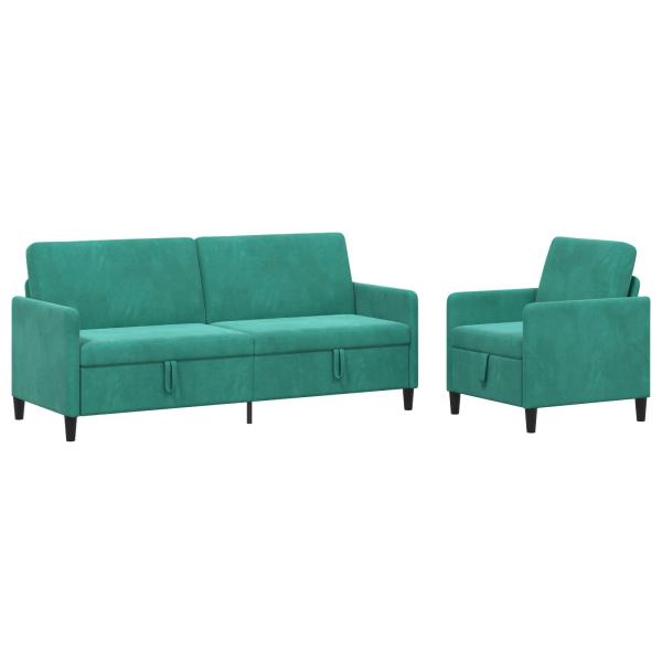 Sofa Set mit Stauraum 2 stk. Türkis Polyester