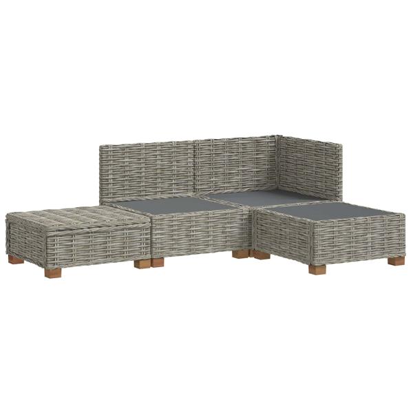 4 stk. Rattan-Lounge-Set mit Kissen GENDT Naturrattan Kubu Grau