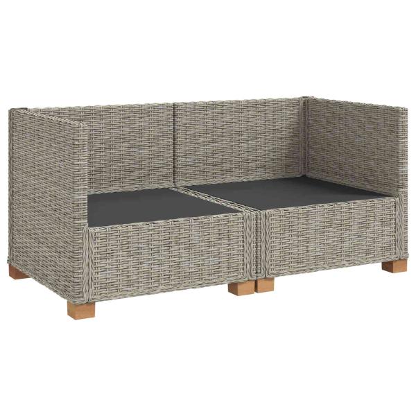2 Stk. Rattan-Lounge-Set mit Kissen GENDT Naturrattan Kubu Grau