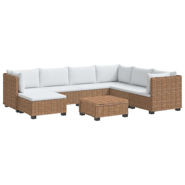8 Stk. Rattan-Lounge-Set mit Kissen GENDT Naturrattan Natur
