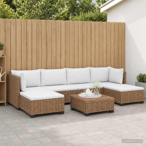 7 Stk. Rattan-Lounge-Set mit Kissen GENDT Naturrattan Natur