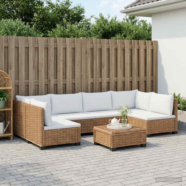 7 Stk. Rattan Lounge Set mit Kissen GENDT Naturrattan Natur