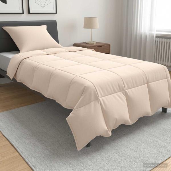 ARDEBO.de - Bettwäsche-Set 2 stk. 135 x 200 cm Für alle Jahreszeiten Beige
