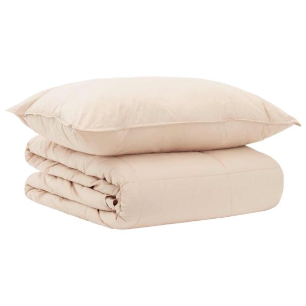 ARDEBO.de - Bettwäsche-Set 2 stk. 155 x 200 cm Für alle Jahreszeiten Beige