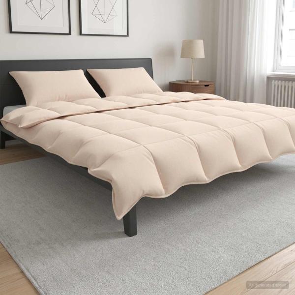 ARDEBO.de - Bettwäsche-Set 2 stk. 240 x 220 cm Für alle Jahreszeiten Beige