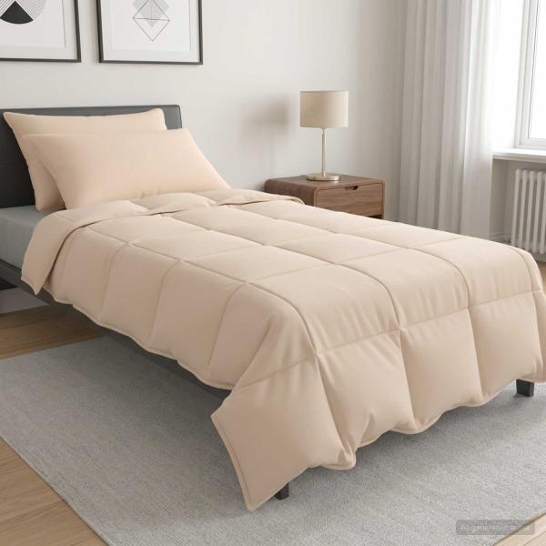 ARDEBO.de - Bettwäsche-Set 2 stk. 140 x 220 cm 250 g/m² Natur-Kapok Beige