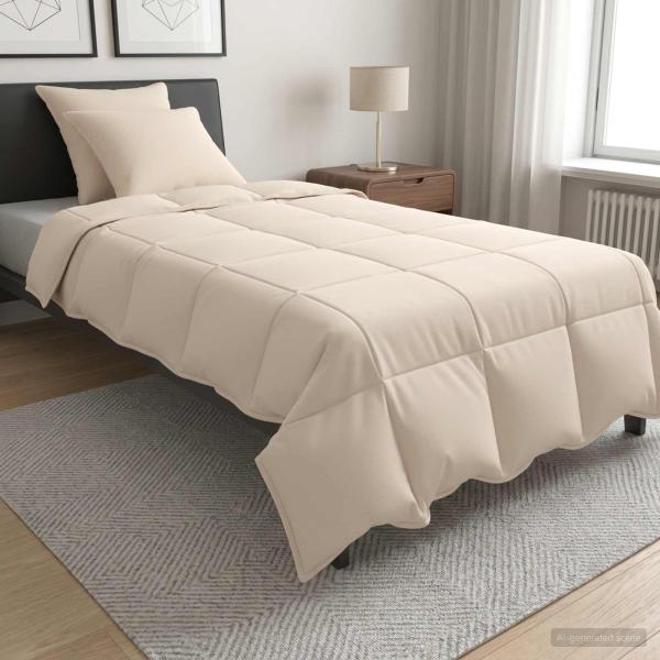 ARDEBO.de - Bettwäsche-Set 2 stk. 140 x 220 cm 250 g/m² Natur-Kapok Beige