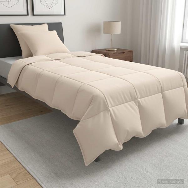 ARDEBO.de - Bettwäsche-Set 2 stk. 135 x 220 cm Für alle Jahreszeiten Beige