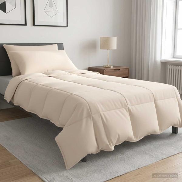 ARDEBO.de - Bettwäsche-Set 2 stk. 140 x 220 cm Für alle Jahreszeiten Beige