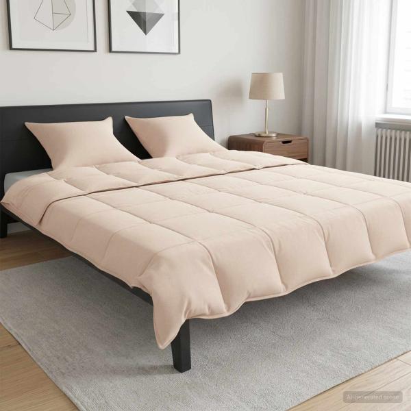 ARDEBO.de - Bettwäsche-Set 2 stk. 240 x 220 cm Für alle Jahreszeiten Beige