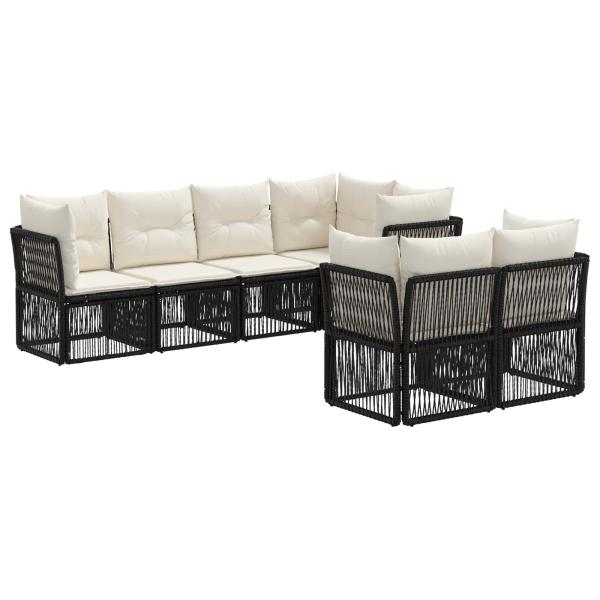 Gartensofa-set 7 stk. 7-Sitzanzahl Schwarz Poly-Rattan