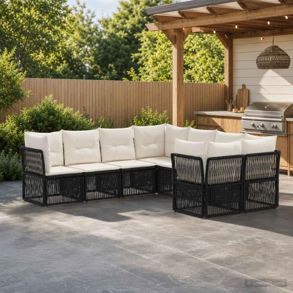 ARDEBO.de - Gartensofa-set 8 stk. 8-Sitzanzahl Schwarz Poly-Rattan