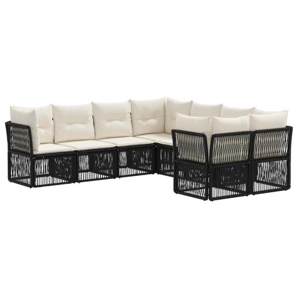 Gartensofa-set 8 stk. 8-Sitzanzahl Schwarz Poly-Rattan