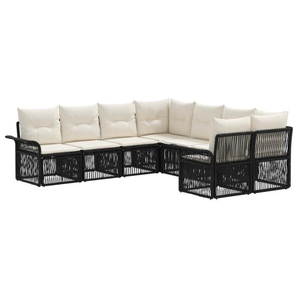 Gartensofa-set 8 stk. 8-Sitzanzahl Schwarz und Cremeweiß