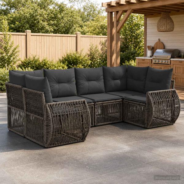 ARDEBO.de - Gartensofa-set 6 stk. 6-Sitzanzahl Grau und Dunkelgrau