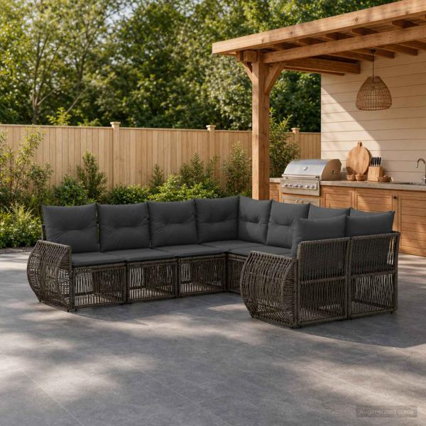 ARDEBO.de - Gartensofa-set 8 stk. 8-Sitzanzahl Grau Poly-Rattan