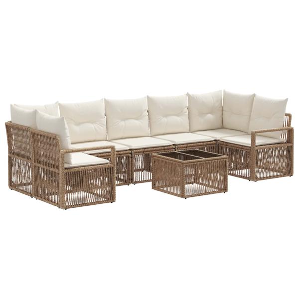 Gartensofa-set 8 stk. Beige Poly-Rattan