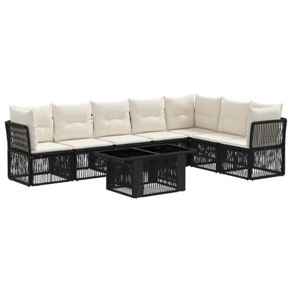 Gartensofa-set 8 stk. Schwarz Poly-Rattan