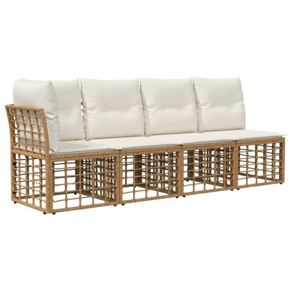 Gartensofa-set 8 stk. Natürlich und Cremweiß Poly-Rattan