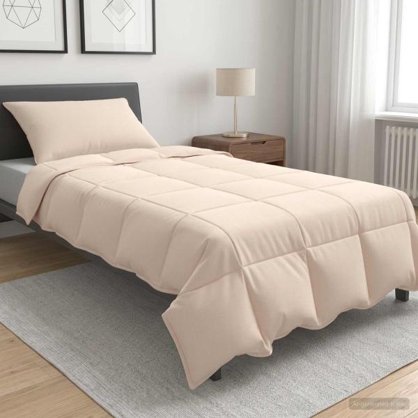 ARDEBO.de - Bettwäsche-Set 2 stk. 137 x 200 cm Für alle Jahreszeiten Beige