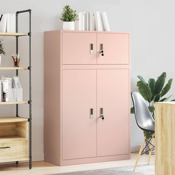 ARDEBO.de - Aufbewahrungsschrank 2 stk. Rosa 90 x 40 x 145 cm Stahl