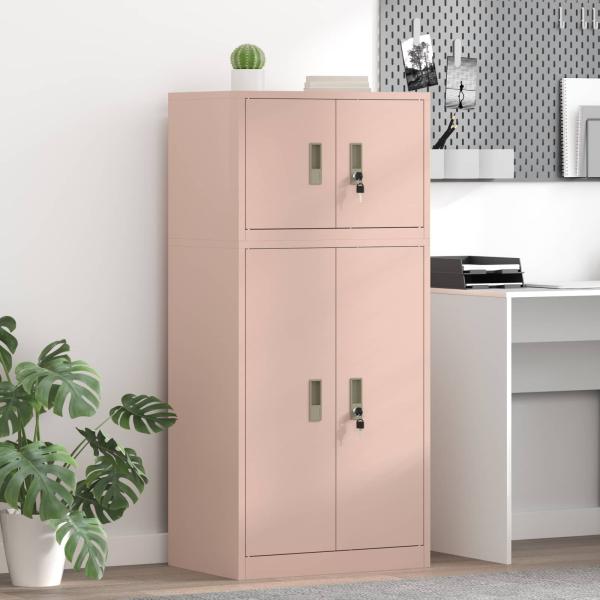 ARDEBO.de - Aufbewahrungsschrank 2 stk. Rosa 60 x 40 x 130 cm Stahl