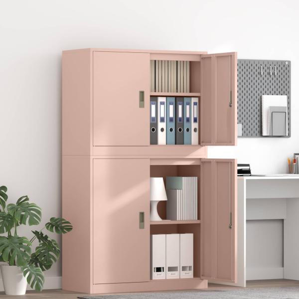ARDEBO.de - Aufbewahrungsschrank 2 stk. Rosa 90 x 40 x 160 cm Stahl