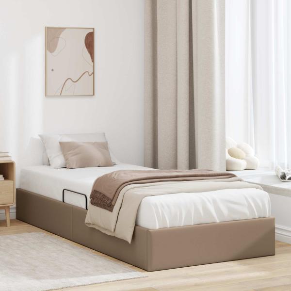 ARDEBO.de - Ottoman Bettgestell Cappuccino 90 x 200 cm Kunstleder