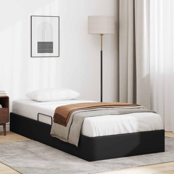 ARDEBO.de - Ottoman Bettgestell Schwarz 100 x 200 cm Kunstleder