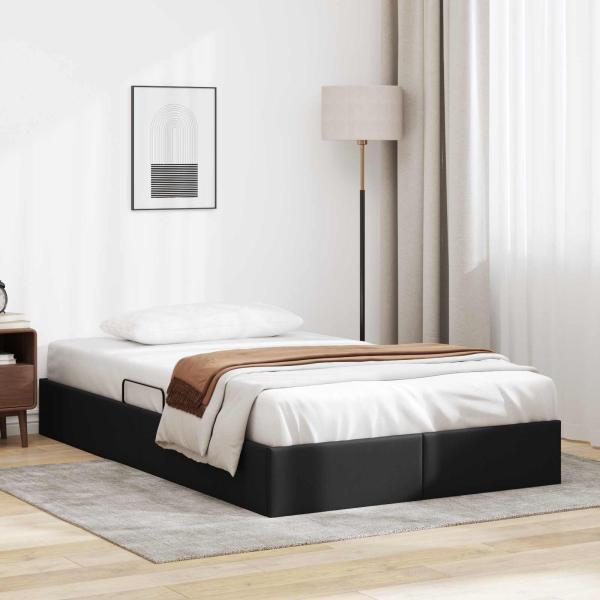 ARDEBO.de - Ottoman Bettgestell Schwarz 120 x 200 cm Kunstleder