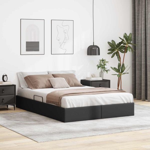 ARDEBO.de - Ottoman Bettgestell Schwarz 140 x 190 cm Kunstleder