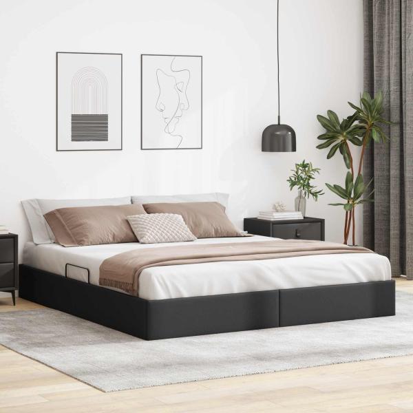 ARDEBO.de - Ottoman Bettgestell Schwarz 160 x 200 cm Kunstleder